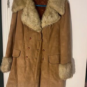 Chic Tan Teddy Jacket with Plush Fur Accents